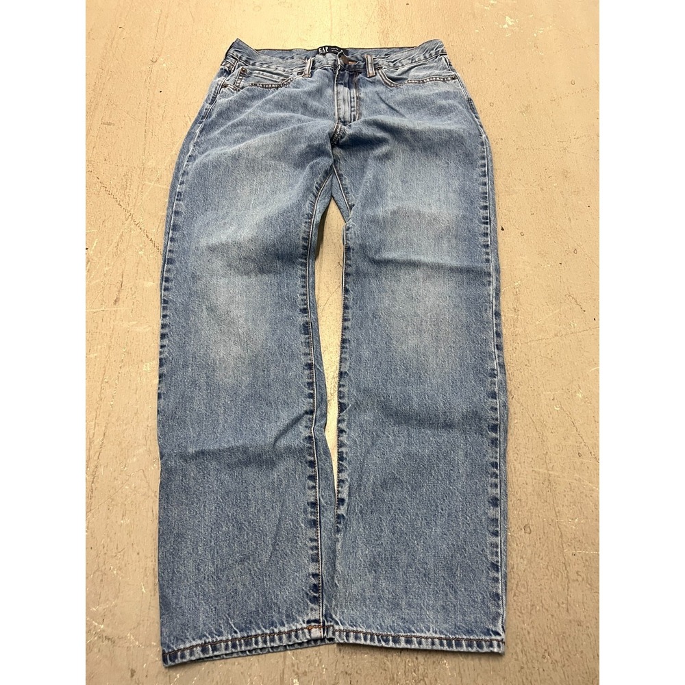 Gap Jeans Mens 32x30 Blue Denim Stretch Medium Wash Straight Leg Zip Fly Outdoor